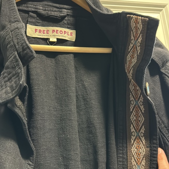 Free People Jayde Safari Bomber Jacket Black - Picture 8 of 10